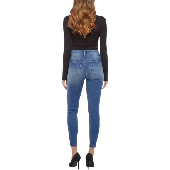 JUSTFAB High-Waisted Ultra Stretch Skinny Jeans Raw Hem Medium Wash Size 31 - Picture 7 of 12